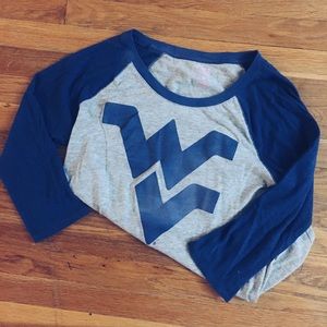 WVU pink baseball tee
